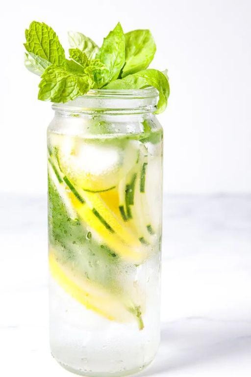 Lemon Basil Cucumber Infused Water