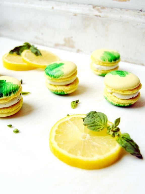 Lemon Basil Macarons with Lemon Buttercream