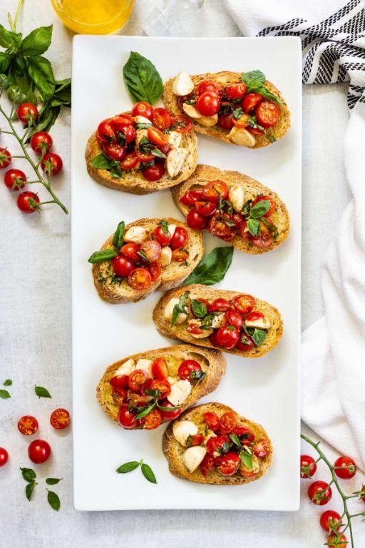 Lemon Basil Mozzarella Bruschetta