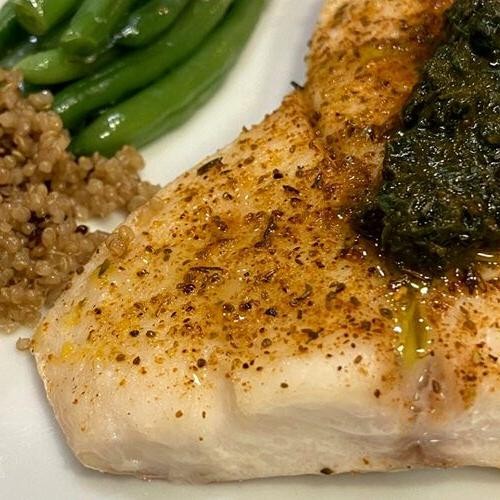 Lemon Basil Pesto Grilled Red Snapper