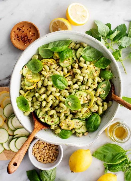 Lemon Basil Pesto Pasta Salad