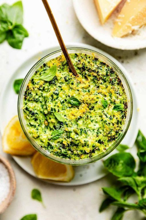 Lemon Basil Pesto Seafood Dip