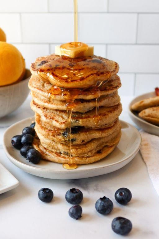 Lemon Blueberry Oatmeal Pancakes