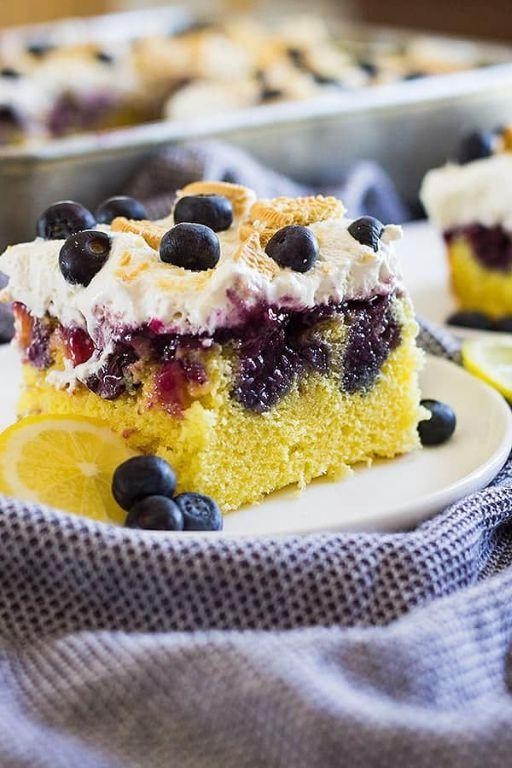 Lemon Blueberry Poke Cake
