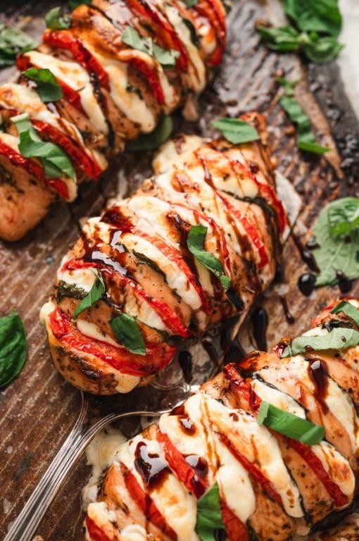 Lemon Butter Caprese Stuffed Chicken