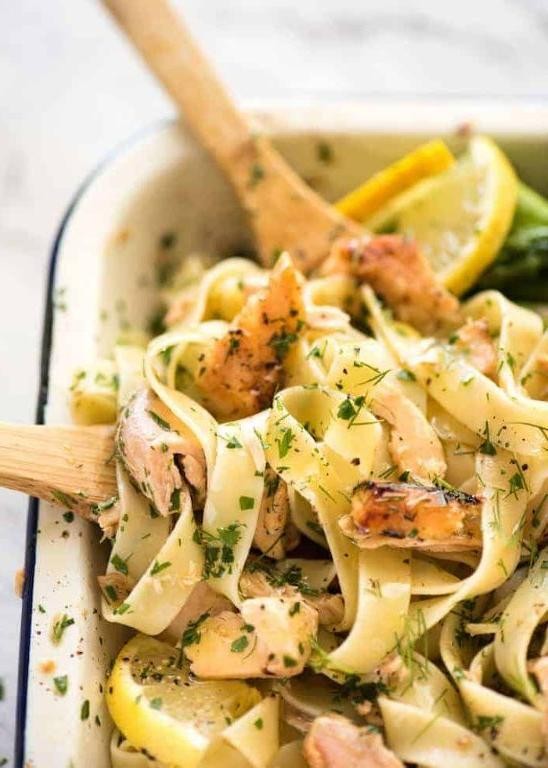 Lemon Butter Salmon Pasta