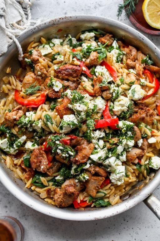 Lemon Chicken Orzo with Dill and Feta