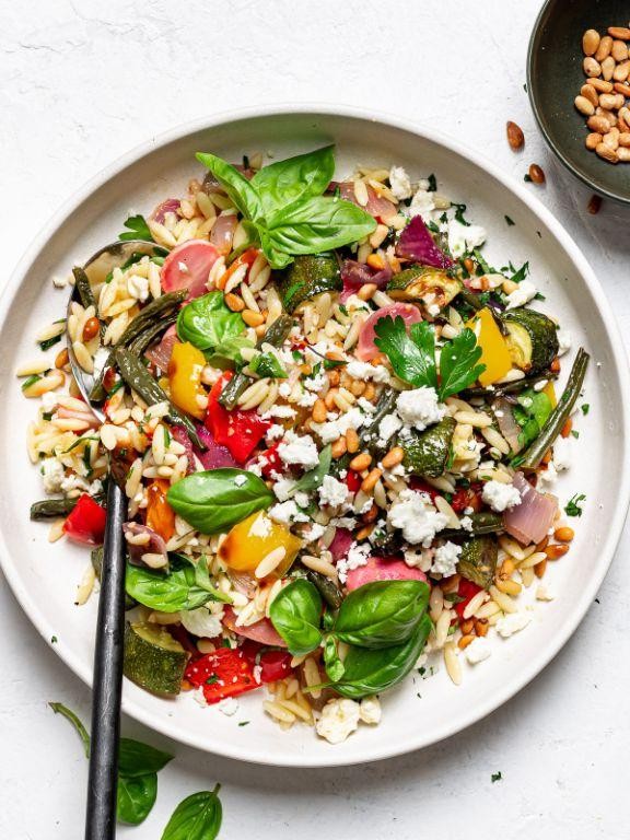 Lemon Chicken Orzo with Roasted Vegetables