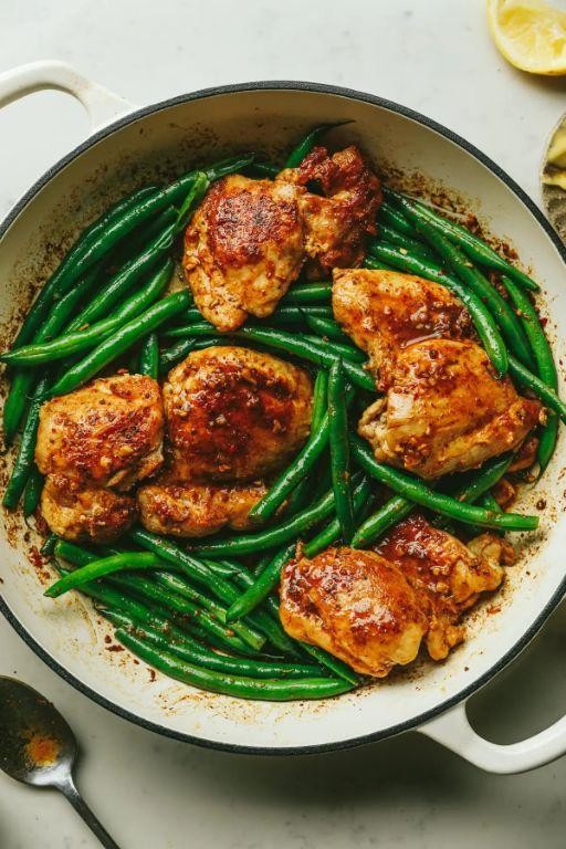 Lemon Dill Haricot Vert and Chicken Skillet