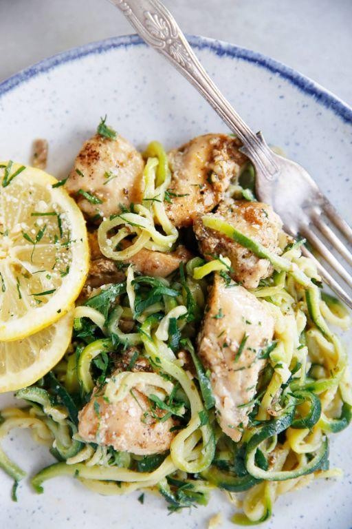 Lemon Garlic Chicken Zucchini Noodles