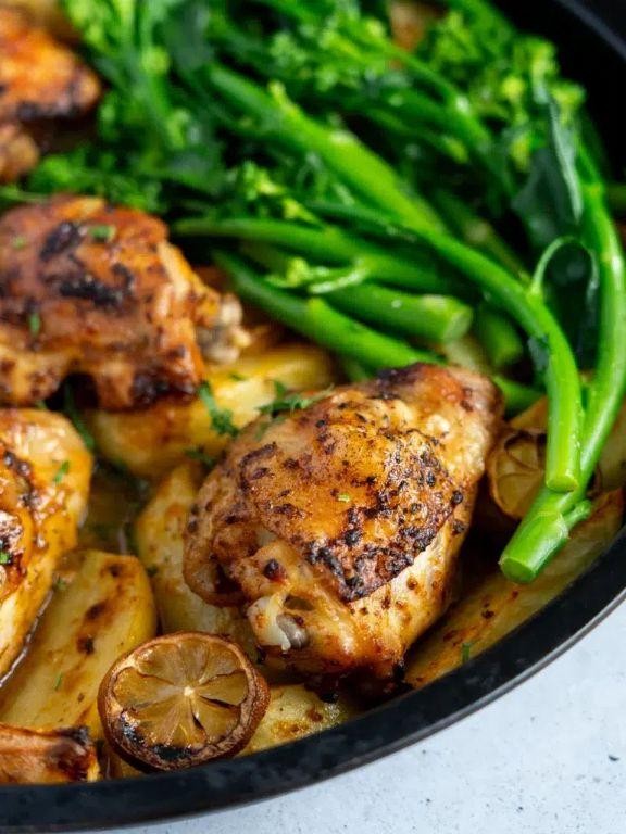 Lemon Garlic Chicken with Roasted Baby Potatoes