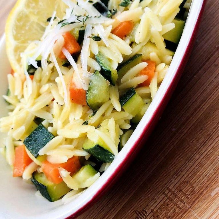 Lemon Garlic Orzo Primavera