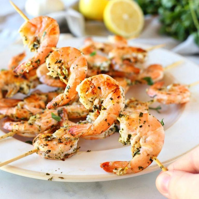 Lemon Garlic Shrimp Skewers
