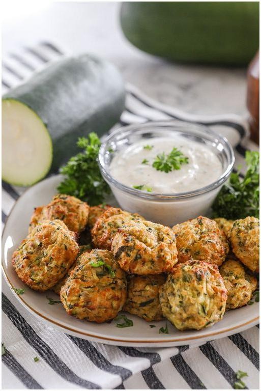 Lemon Garlic Zucchini Balls with Fresh Basil