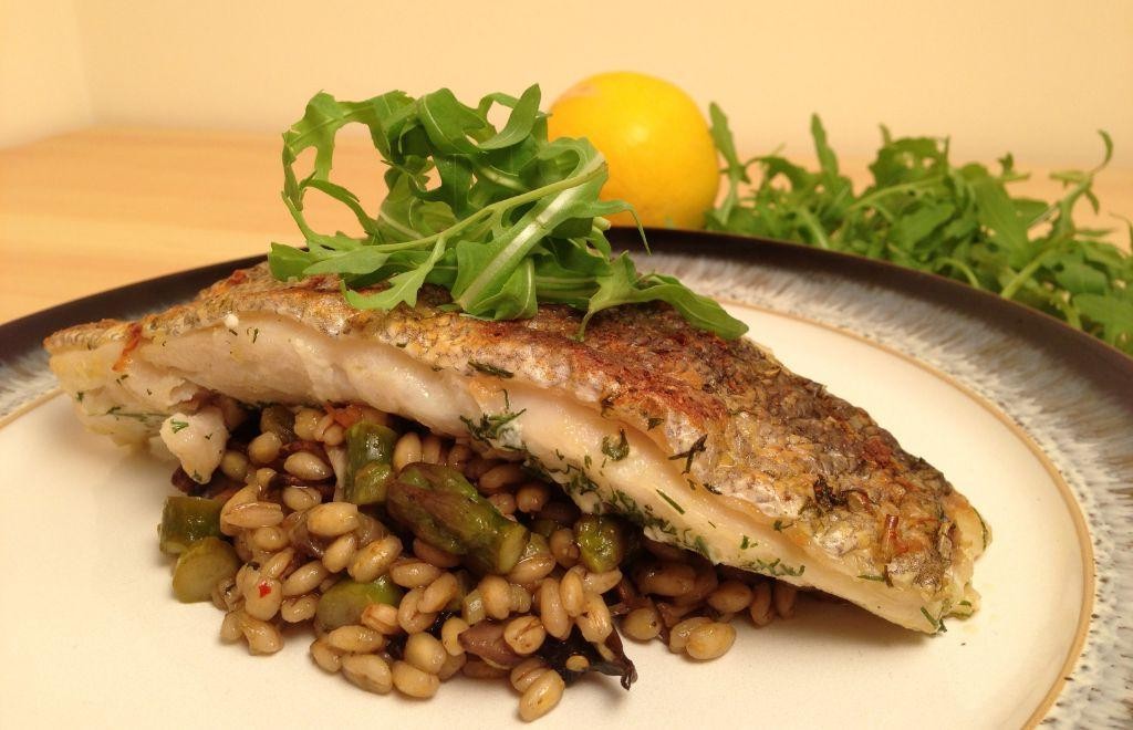 Lemon Herb Barley with Grilled Fish