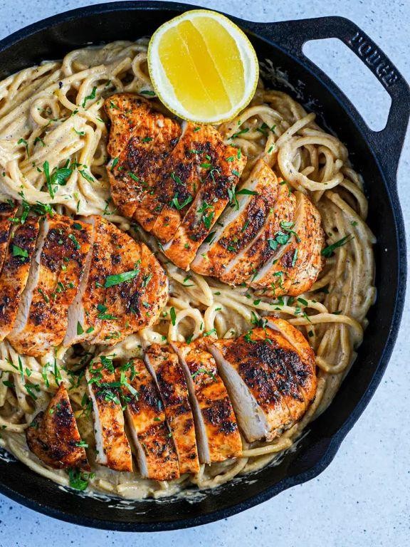 Lemon Herb Creamy Chicken Linguine