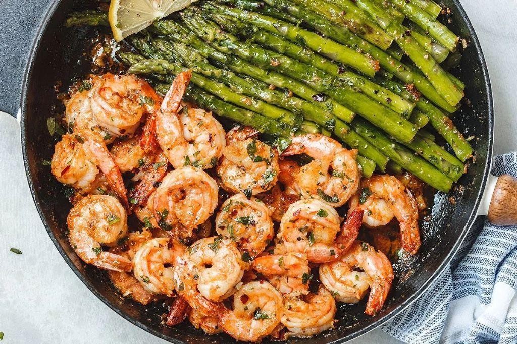 Lemon Herb Grilled Shrimp with Asparagus