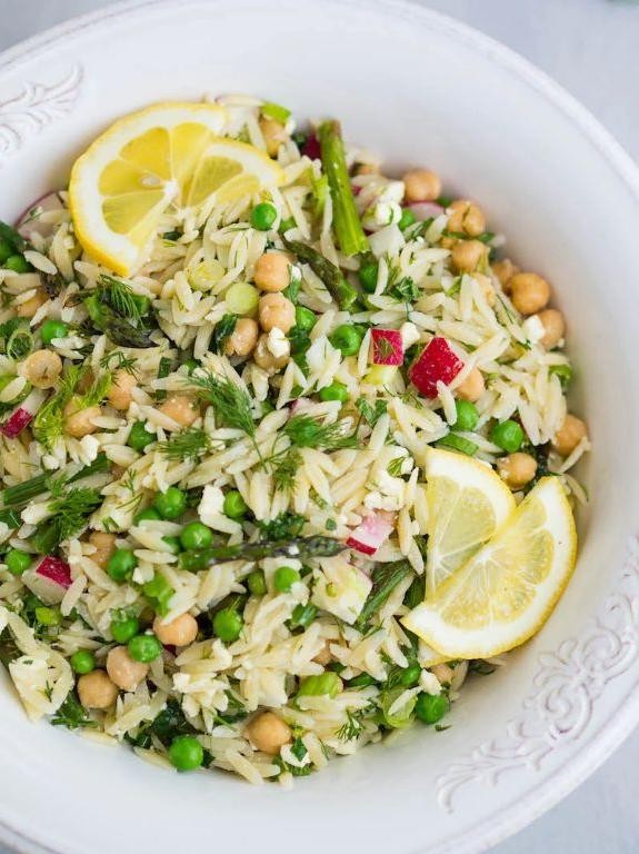Lemon Herb Orzo Salad with Feta