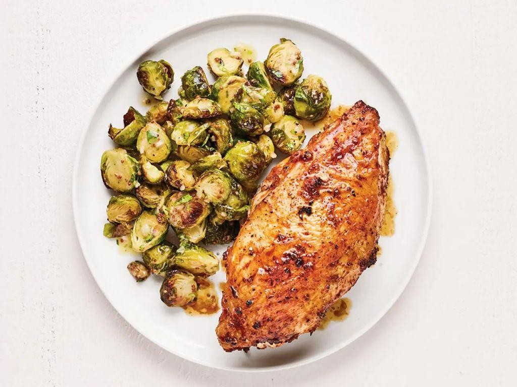 Lemon Herb Roasted Chicken with Brussels Sprouts