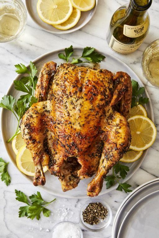 Lemon Herb Roasted Chicken with Mushrooms