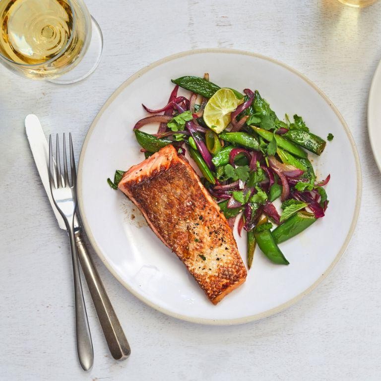 Lemon Herb Salmon with Sugar Snap Peas