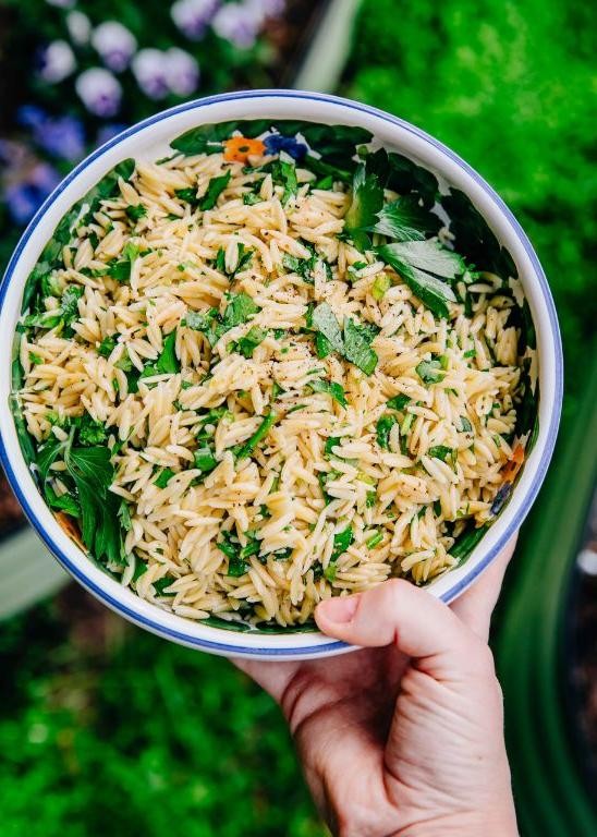 Lemon Herb Vegan Orzo Salad