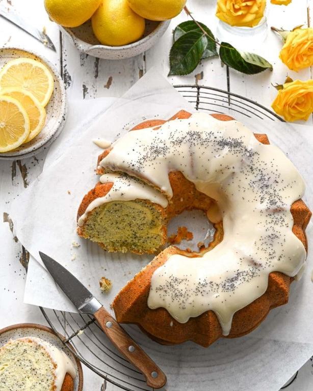 Lemon Poppy Seed Bundt Cake with Cream Cheese Drizzle