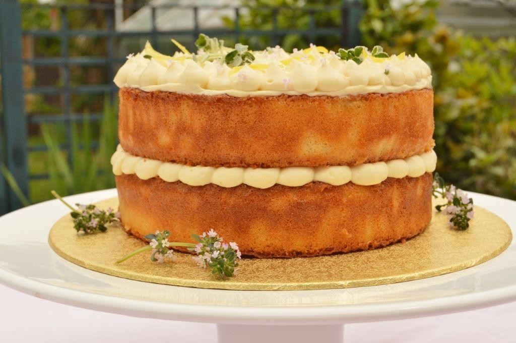 Lemon Pudding Cake with Thyme and Honey Drizzle