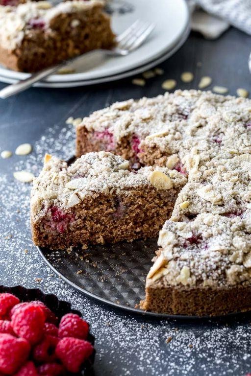 Lemon Raspberry Cake with Almond Streusel