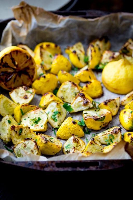 Lemon Thyme Baked Yellow Squash Slices