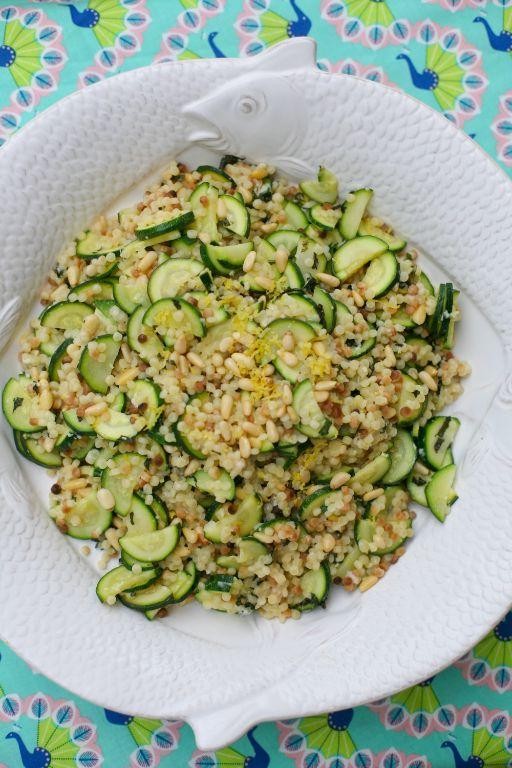 Lemon Zucchini Fregola with Pine Nuts