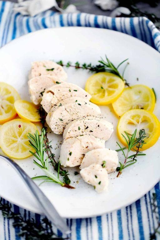 Lemon and Garlic Poached Chicken Breast
