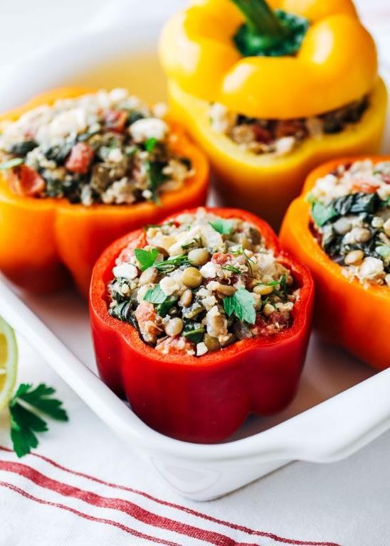 Lemon and Herb Quinoa Stuffed Bell Peppers