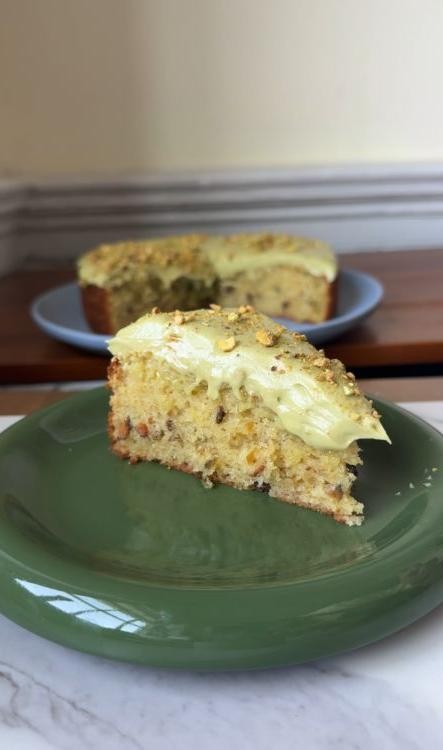 Lemon and Ricotta Pudding Cake with Pistachio Sprinkle