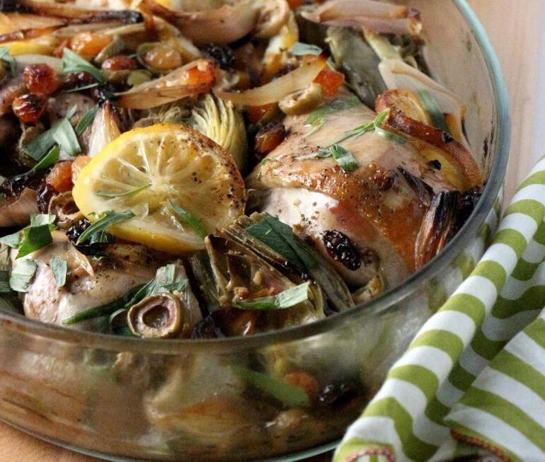 Lemon-Garlic Turkey with Artichokes