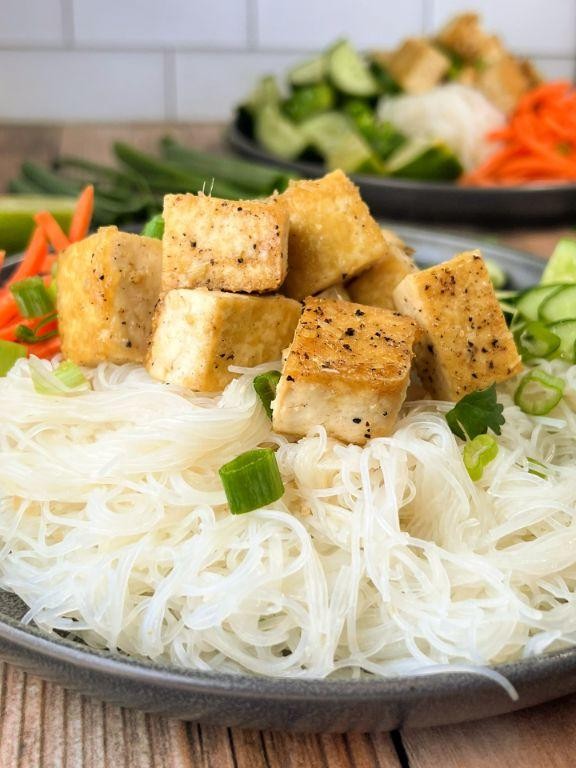 Lemongrass Rice Noodle Tofu and Vegetables Stir Fry