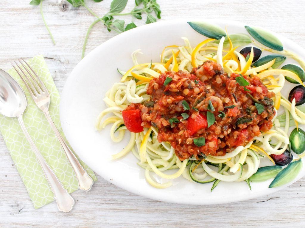 Lentil Bolognese with Zucchini Noodles