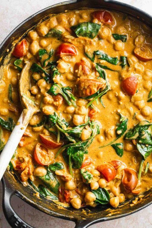 Lentil and Chickpea Curry with Spinach