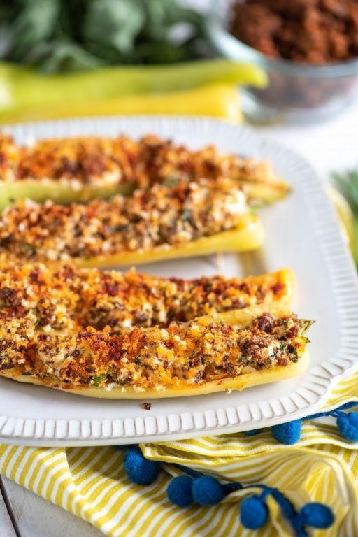 Lentil and Goat Cheese Stuffed Banana Peppers
