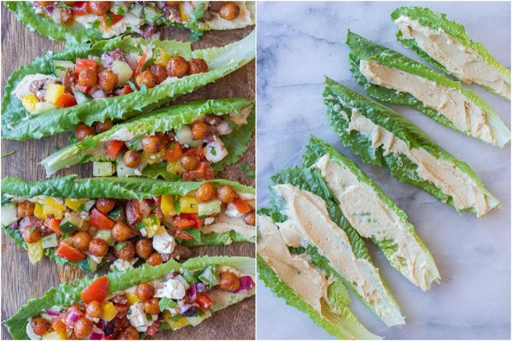 Lettuce Wraps with Spicy Green Hummus