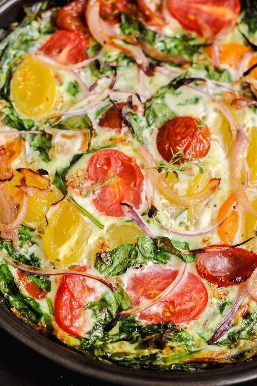 Light Egg White Frittata with Cherry Tomatoes