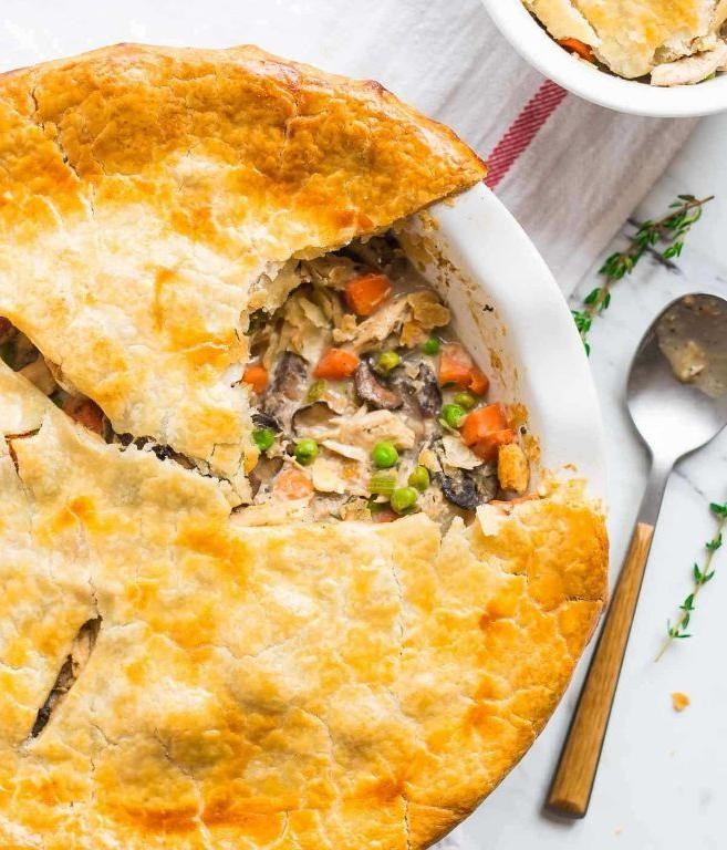 Light and Healthy Chicken Pot Pie with Puff Pastry