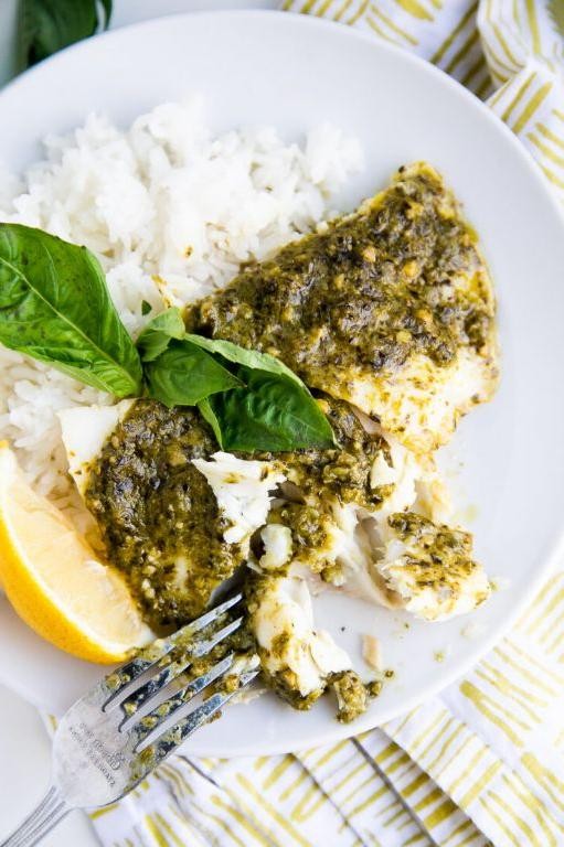 Ligurian Cod with Basil and Pesto