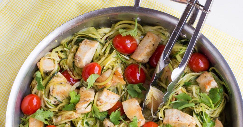 Lime Cilantro Chicken Stir Fry with Zucchini Noodles