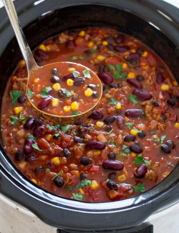 Lite Crock Pot Turkey Chili