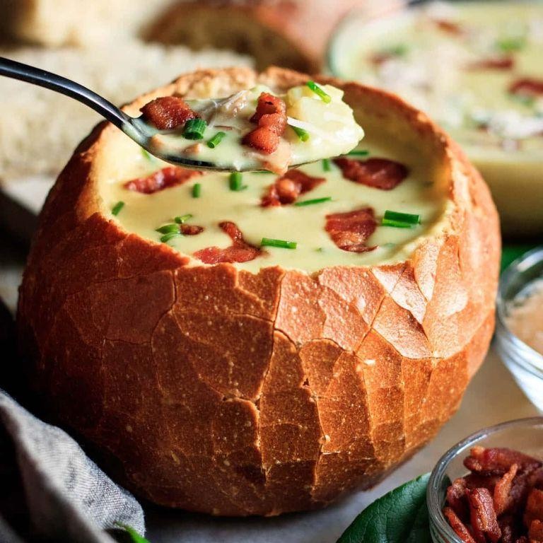 Loaded Baked Potato Soup Bread Bowl