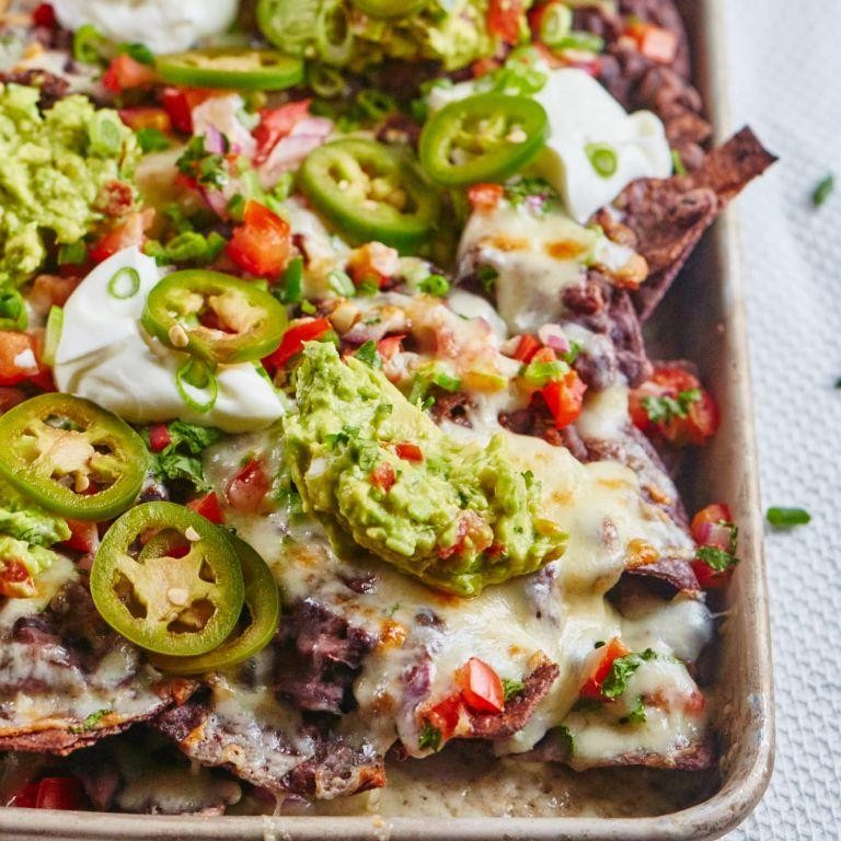 Loaded Refried Black Bean Nachos