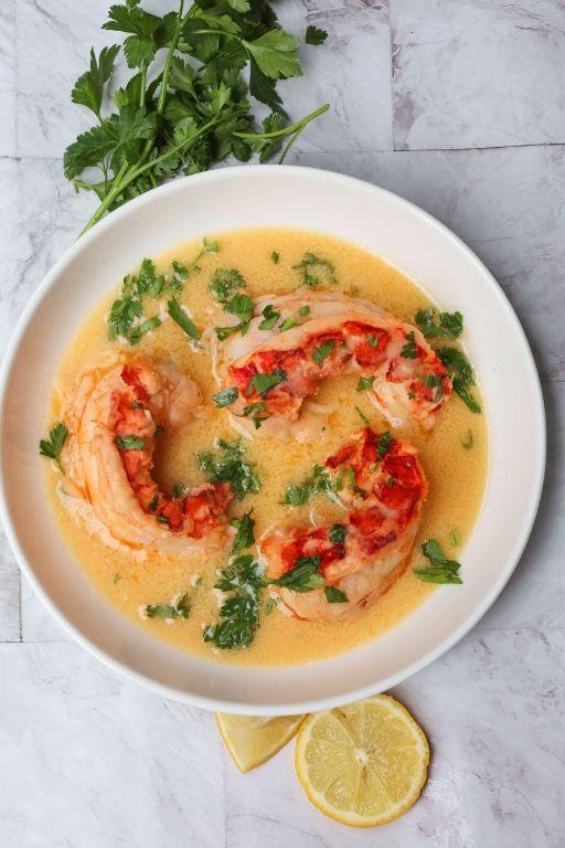 Lobster Tail Steamed with White Wine and Rosemary