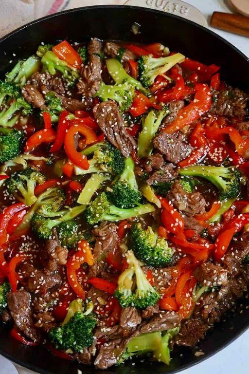 London Broil Stir-Fry with Broccoli and Bell Peppers