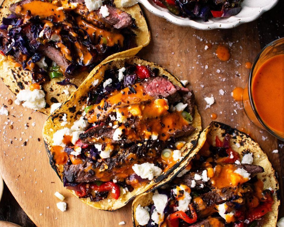 London Broil Tacos with Spicy Chipotle Slaw